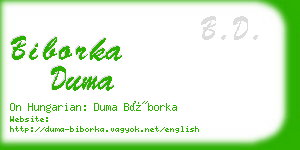 biborka duma business card